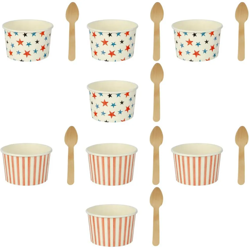 Red, White & Blue Ice Cream Bowls with Spoons, 8ct. by Makery™