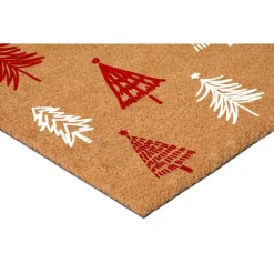 Red White Christmas Tree Farm Doormat