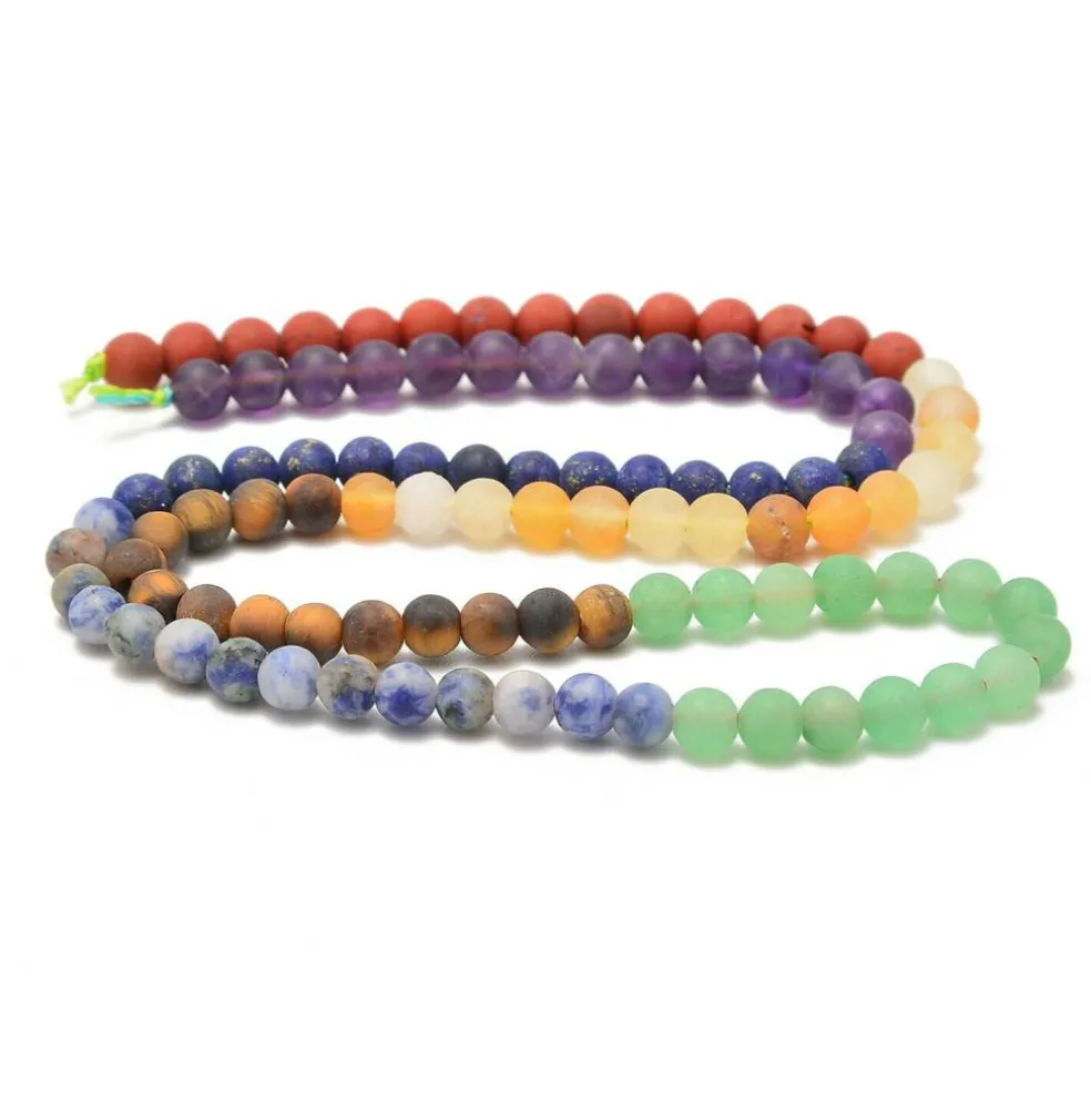 Reiki Healing 7 Chakras Yoga Gemstone Round Beads