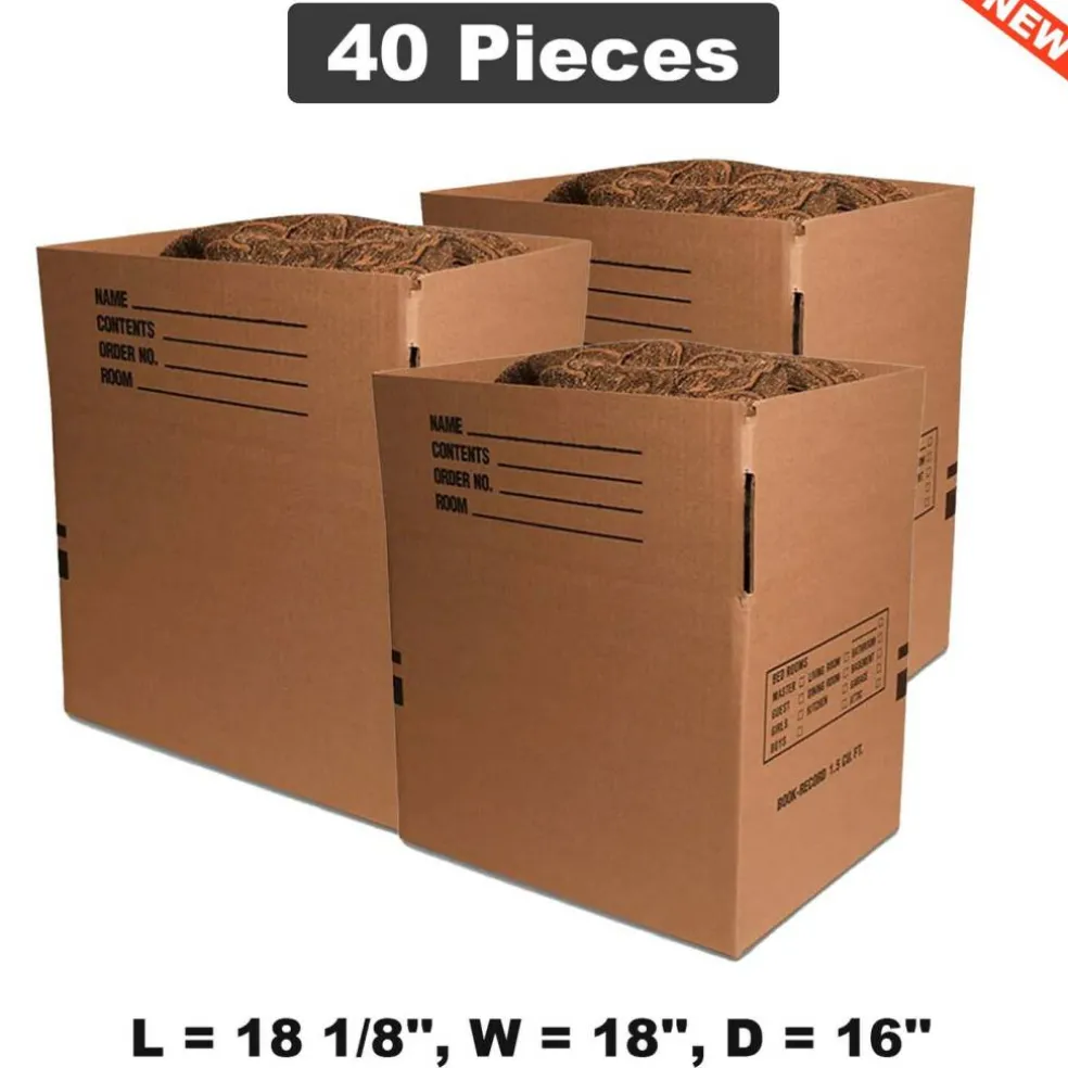 Reliable Bulk Moving Boxes Perfect for Efficient Packing 18 1/8" x 18" x 16"