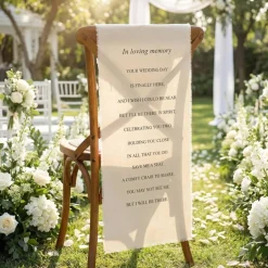 Reserved Wedding Chair Memorial Banner 15 x 50 Inch Linen Cotton Save a Seat for Someone in Heaven Loving Memory Chair Sign for Wedding Ceremony Reception Remembrance Decor