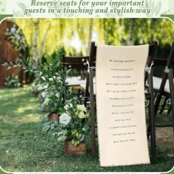 Reserved Wedding Chair Memorial Banner 15 x 50 Inch Linen Cotton Save a Seat for Someone in Heaven Loving Memory Chair Sign for Wedding Ceremony Reception Remembrance Decor