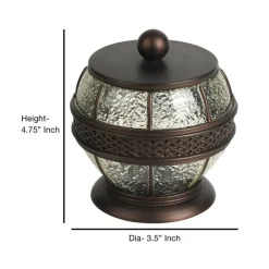 Resin crackled Ice Vanity Jar | Stylish Storage for Cotton Swabs,Sponges & Bath Salts | Decorative Canister for Bathroom,Bedroom | Oil Rubbed Bronze Finish
