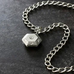 Rhodium Etched Hexagon Locket by Bead Landing™