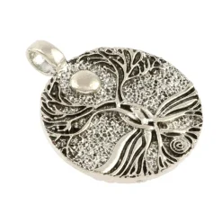 Rhodium Round Tree Roots Pendant by Bead Landing™