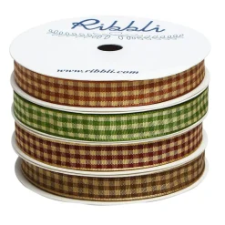 Ribbli Fall Gingham Ribbon,Special 4 Rolls Collection,3/8 Inch Total 40 Yards,Autumn Harvest Festival Check Ribbon Plaid Ribbon Use for Craft,Autumn Gift Wrapping,Home Decor