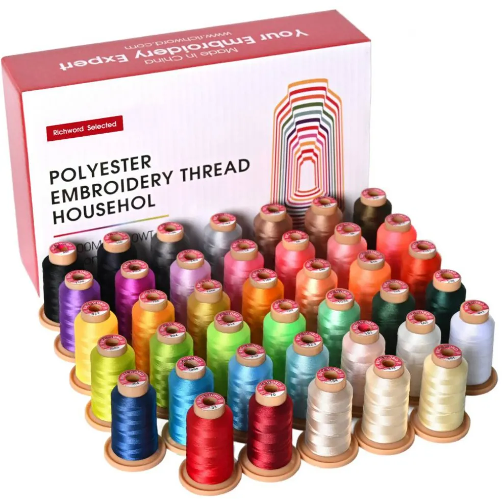 Richword Selected 800M 6/20/40/60/80 Colors Embroidery Machine Thread, 40WT(108D/2) Polyester Embroidery Machine Thread Set for Embroidery Machines and Sewing Machines