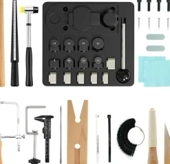 Ring Bender Tool Set – Spoon Ring Maker & Jewelry Bending Kit with Nylon & Iron Dies, Ring Measuring Tools, Hammer & Polishing Cloths for DIY Jewelry Making