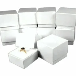 10 Ring Boxes White Gift Jewelry Displays Showcases