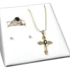 2 Ring Earring Pendant Displays Combo White Leather