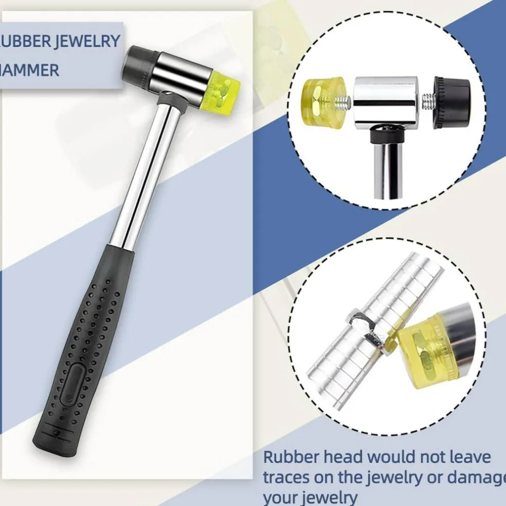 Ring Sizer Mandrel & Shaper Tool – Metal Ring Measuring, Resizing, and Repair Kit with Jewelry Mallet