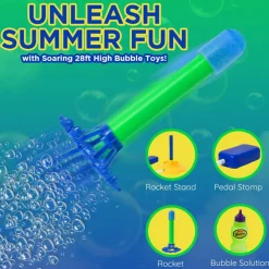 Rocket Launcher Bubbles Outdoor Toys For Kids - 8.5 Oz Bubble Solution Included- Bubble Toys For Summer Outdoor Fun, Outdoor Kids Party, Kids Gift