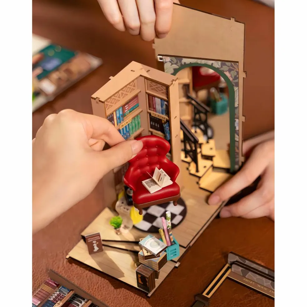 Rolife Bookstore Book Nook Shelf Insert DIY Miniature Kit