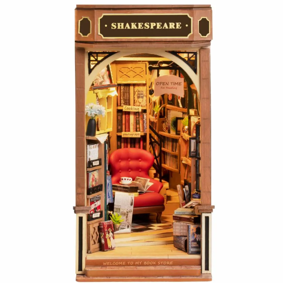 Rolife Bookstore Book Nook Shelf Insert DIY Miniature Kit