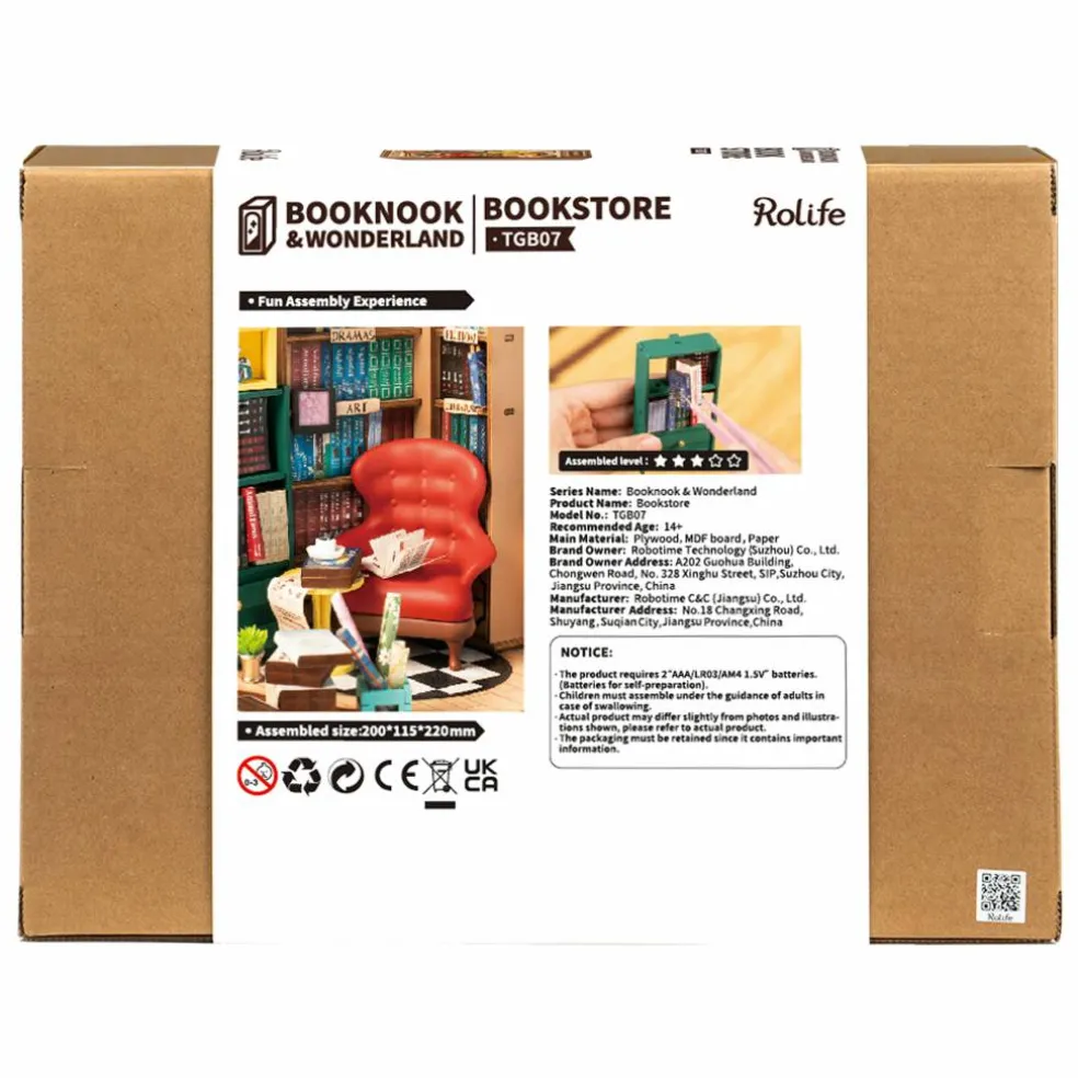 Rolife Bookstore Book Nook Shelf Insert DIY Miniature Kit