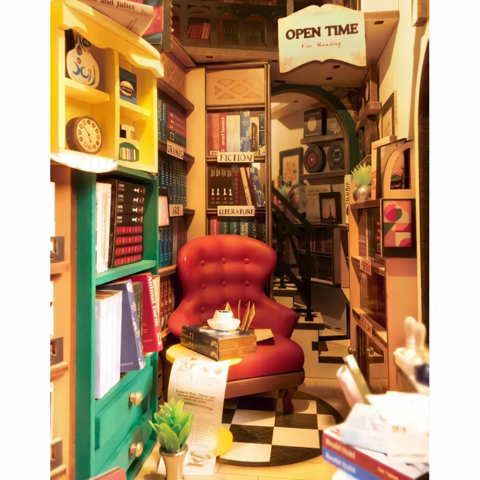 Rolife Bookstore Book Nook Shelf Insert DIY Miniature Kit