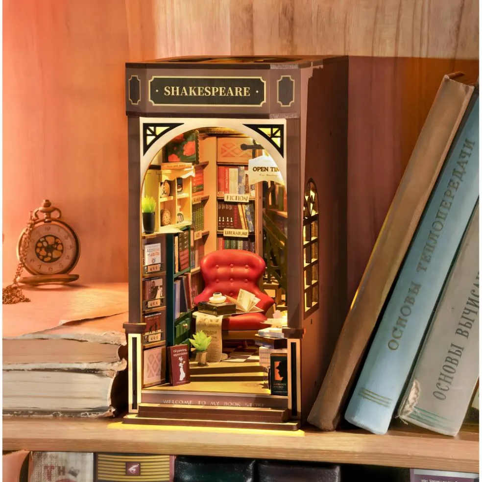 Rolife Bookstore Book Nook Shelf Insert DIY Miniature Kit