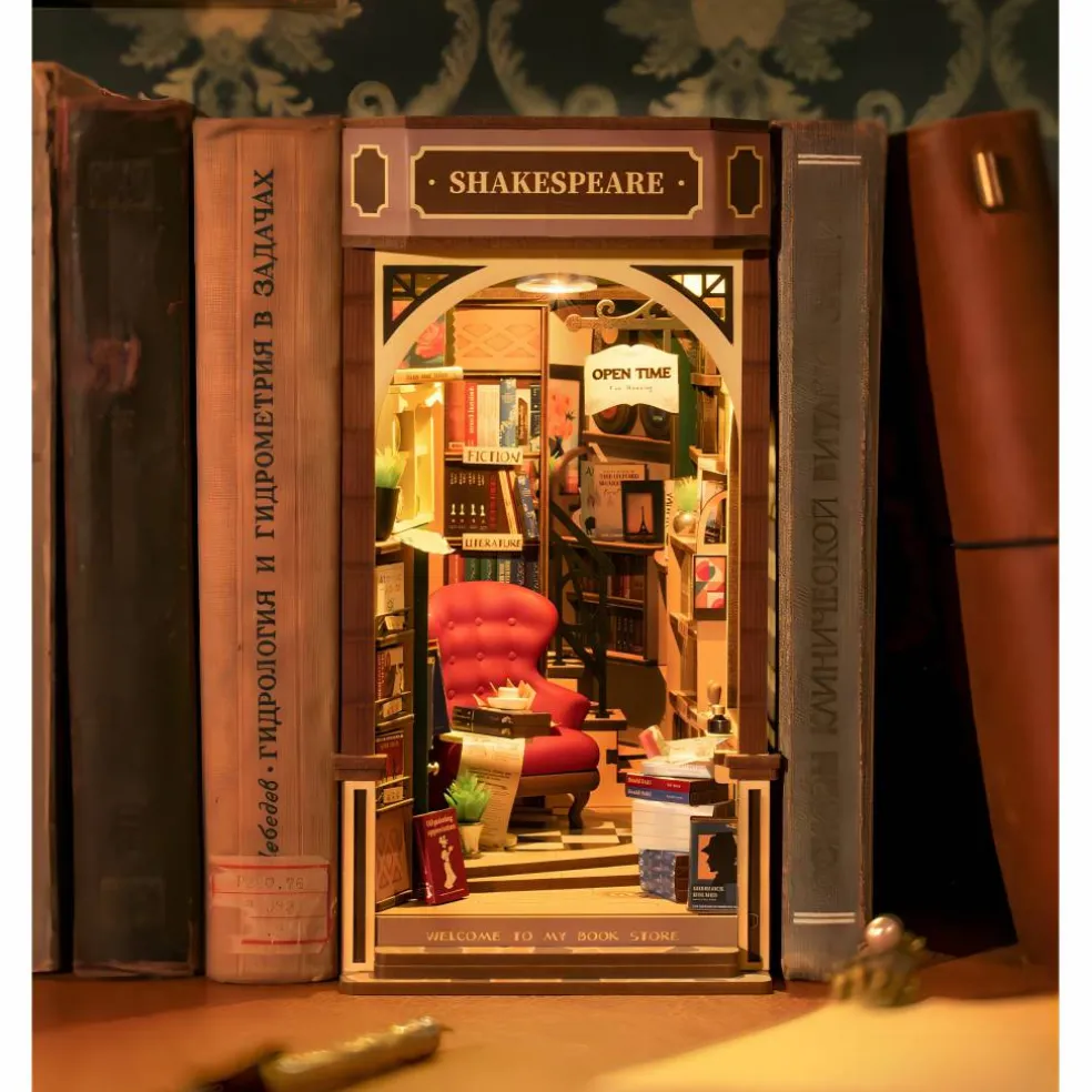 Rolife Bookstore Book Nook Shelf Insert DIY Miniature Kit
