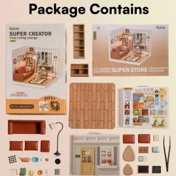 Rolife® Super Creator Cozy Living Lounge DIY Miniature Kit