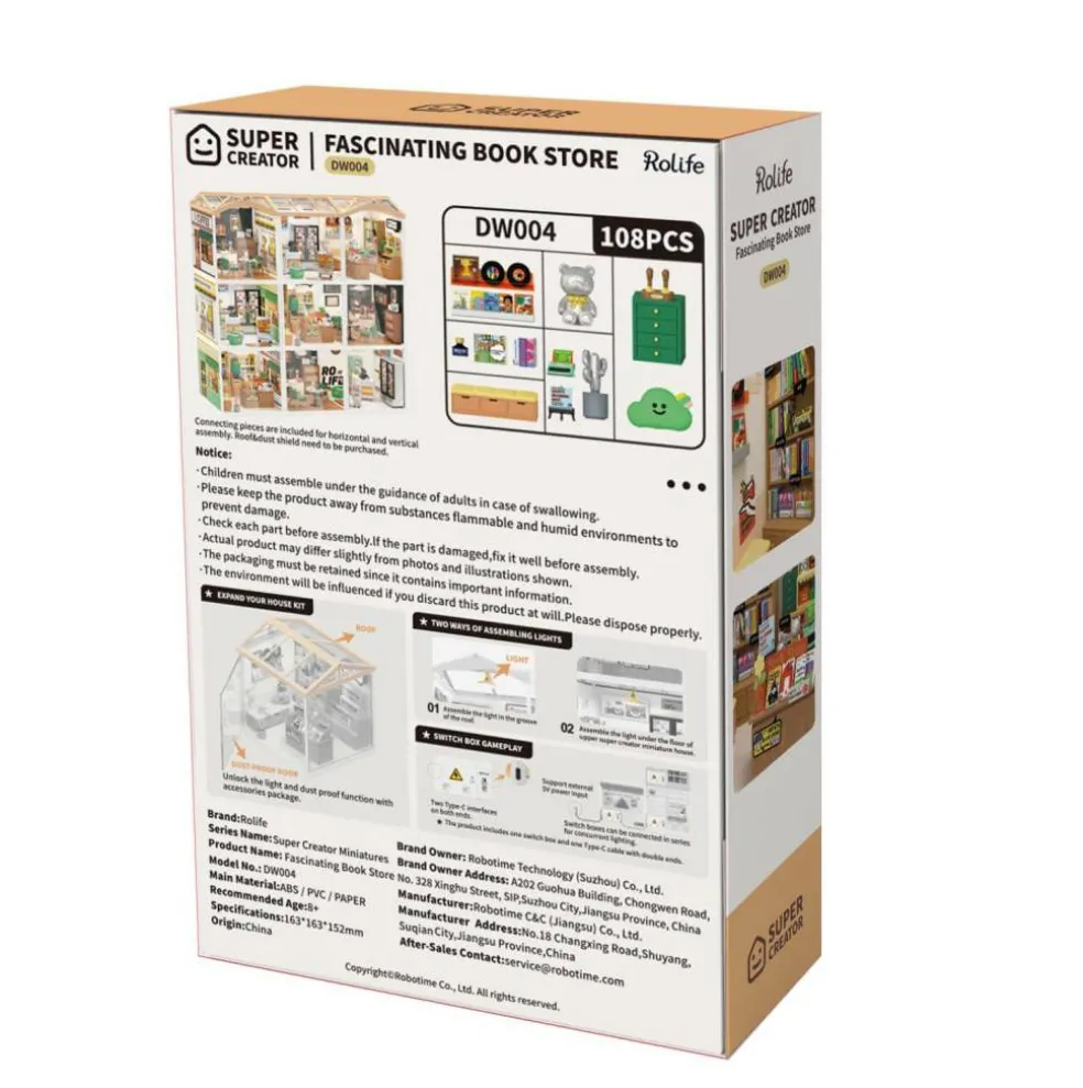 Rolife® Super Creator Fascinating Book Store DIY Miniature Kit