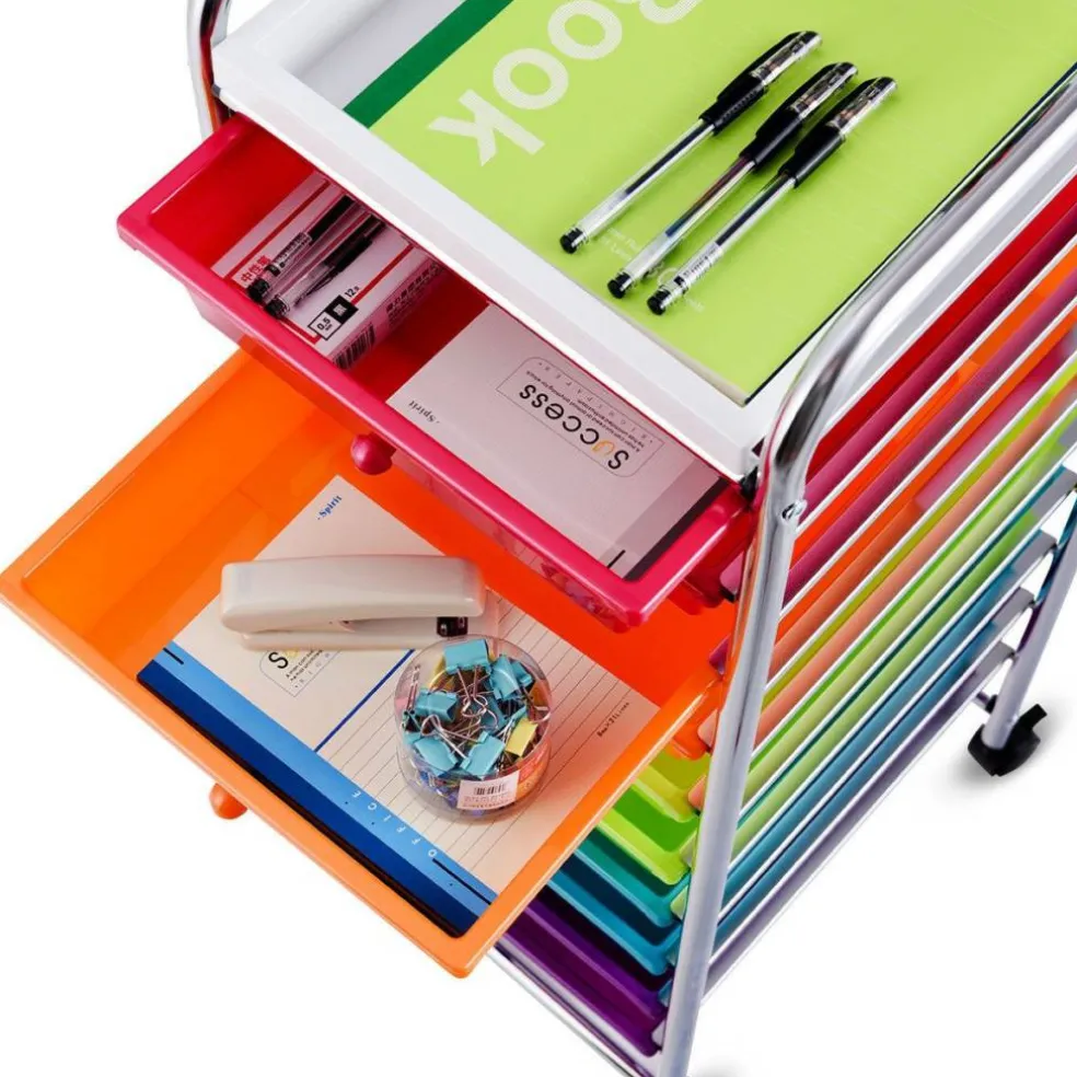Rolling 10-Drawer Organizer Cart for Craft Supplies and Utility Storage