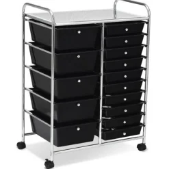 Rolling Storage Cart 15 Drawer Organizer With Wheels Craft Office Supply Organizer Steel Frame Multicolor Drawers