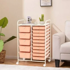 Rolling Storage Cart 15 Drawer Organizer With Wheels Craft Office Supply Organizer Steel Frame Multicolor Drawers