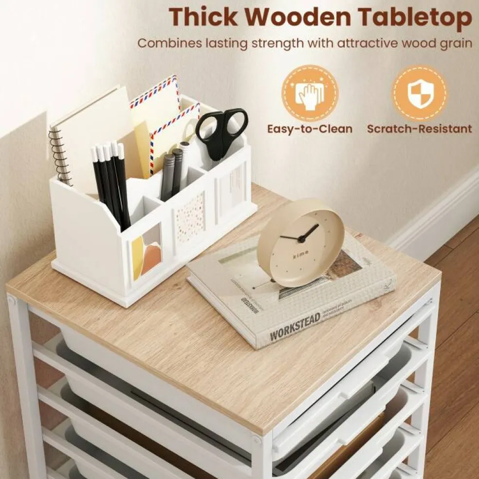 Rolling Storage Cart MDF Metal 6-Drawer Organizer