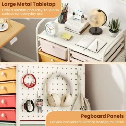 Rolling Storage Cart with 15 Drawers, Mobile Organizer with Pegboard, Removable Drawers, Metal Frame, 360° Casters