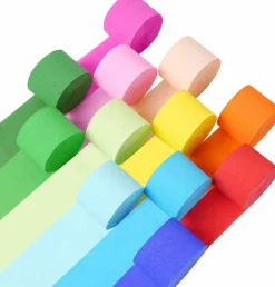 12 Rolls Crepe Paper Streamers - 12 Colors, Colorful Birthday Streamers for Birthday, Wedding, Baby Shower, Ocean, Rainbow, Bachelorette Party Decorations