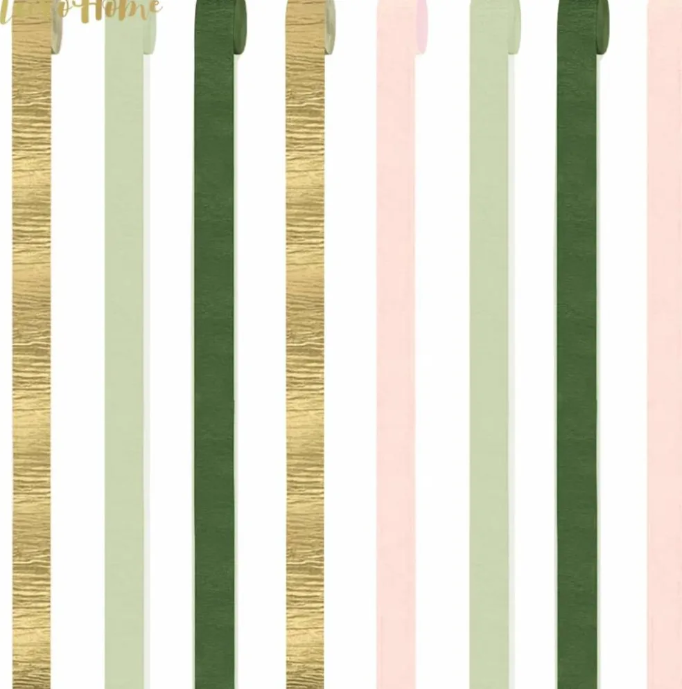 8 Rolls Moss Sage Green Pink Crepe Paper Streamers(Moss Green)