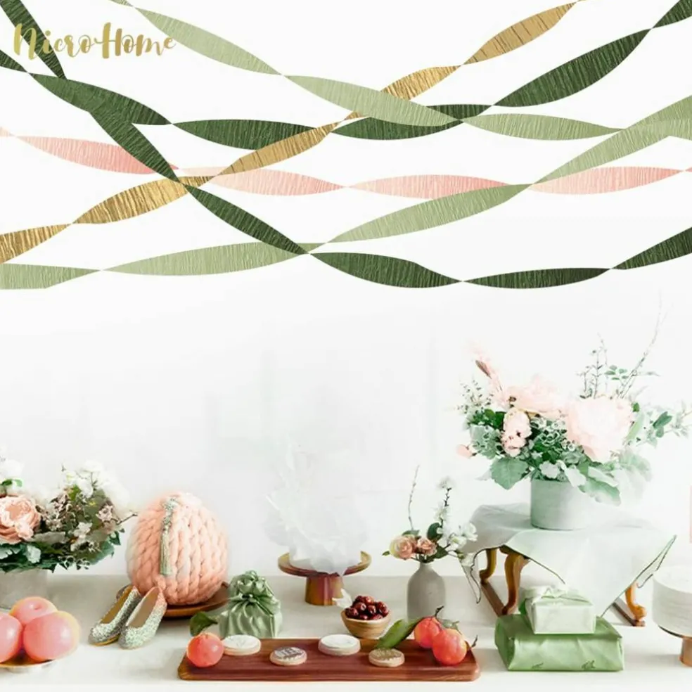 8 Rolls Moss Sage Green Pink Crepe Paper Streamers(Moss Green)