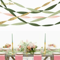 8 Rolls Moss Sage Green Pink Crepe Paper Streamers(Moss Green)