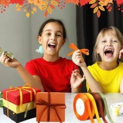 4 Rolls Thanksgiving Fall Ribbon Set for Autumn Wreath Party Bows