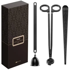 RONXS 3 in 1 Candle Accessory Set, Candle Wick Trimmer Cutter, Candle Snuffer Extinguisher, Wick Dipper with Gift Package for Candle Lover (Black)