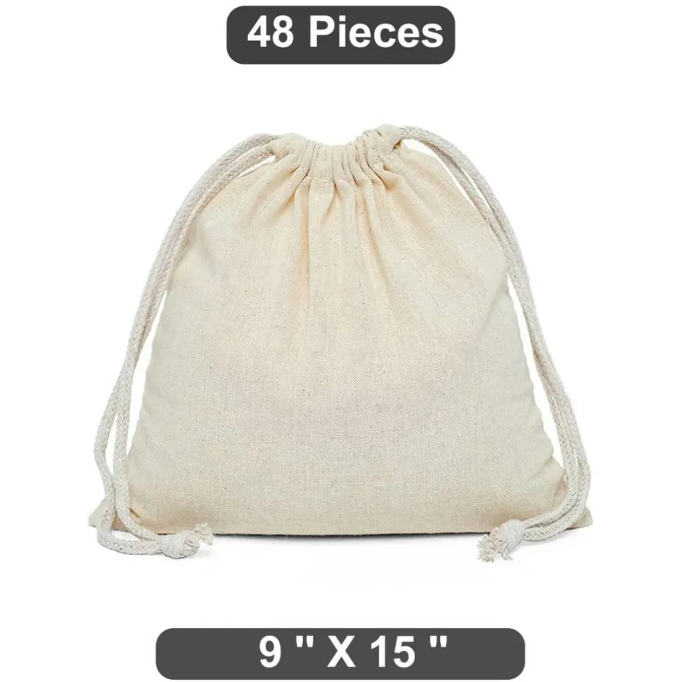 Roomy 9" x 15" Plain Cotton Muslin Pouch