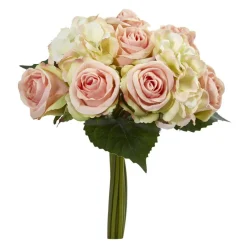 12" Rose and Hydrangea Bouquet Artificial Flower (Set of 6)