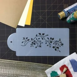 Rosebud Vine Cake Stencil | C047 by Designer Stencils | Cake Decorating Tools |