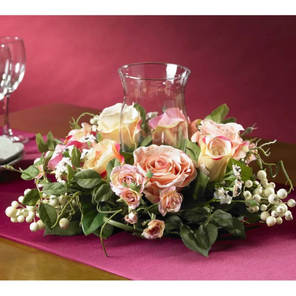 8.5" Rose Candelabrum Silk Flower Arrangement