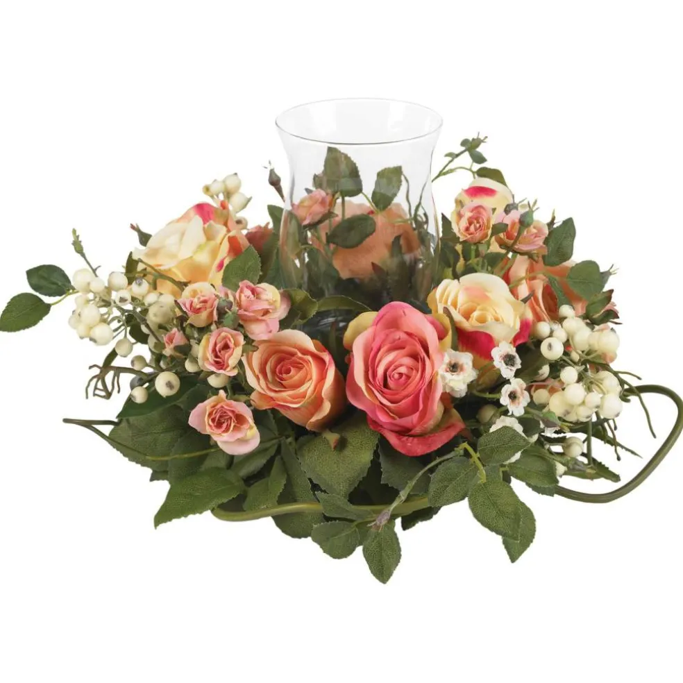 8.5" Rose Candelabrum Silk Flower Arrangement