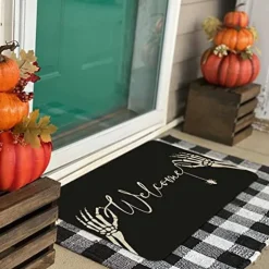 Roszwtit Halloween Door Mat 30 X 17 Inch Halloween Skull Doormat Indoor Outdoor Entrance Floor Mat Non Slip Halloween Decor Rubber Welcome Mats