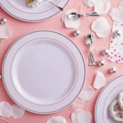 10.3" Round Banquet Plates with Silver Trim by Celebrate It™, 10ct.