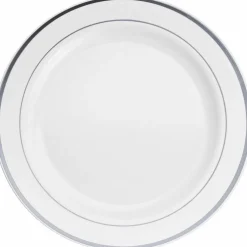 10.3" Round Banquet Plates with Silver Trim by Celebrate It™, 10ct.