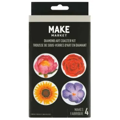 Round Flower Diamond Art Coaster Kit by Make Market®