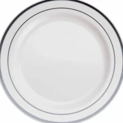 7.5" Round Lunch Plates with Silver Trim by Celebrate It™, 10ct.