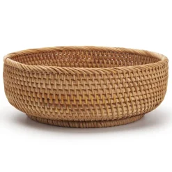 Round Rattan Fruit Baskets Woven Storage Bowls Key Holder Stackable for Shelf Kitchen Tabletop Natural Set of 3