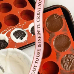 Round Silicone Molds 2 PCS, 12-Cavity 2.1" Cylinder Chocolate Covered Cookie Mold, Food Grade Non-Stick Baking Moulds Compatible Oreos Candy Handmade Soap Pudding Jello Mini Cake Jelly Brownie