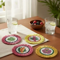 6" Round Tropical Beaded Coasters with Fringe, 4ct. by Ashland®
