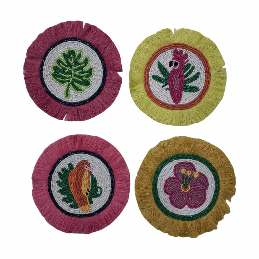 6" Round Tropical Beaded Coasters with Fringe, 4ct. by Ashland®
