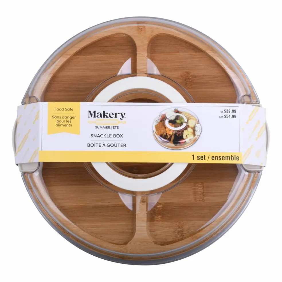 Round Wood Snackle Box by Makery™